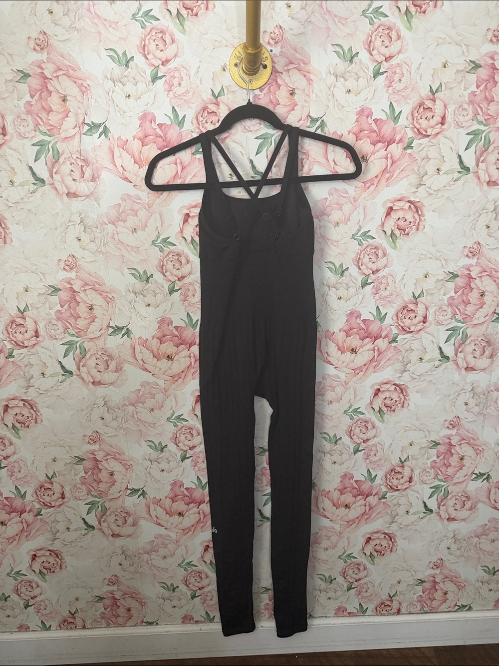 EUC Alo Yoga Seamless Cable Knit Jumpsuit One Piece Black size XXS - Picture 6 of 9